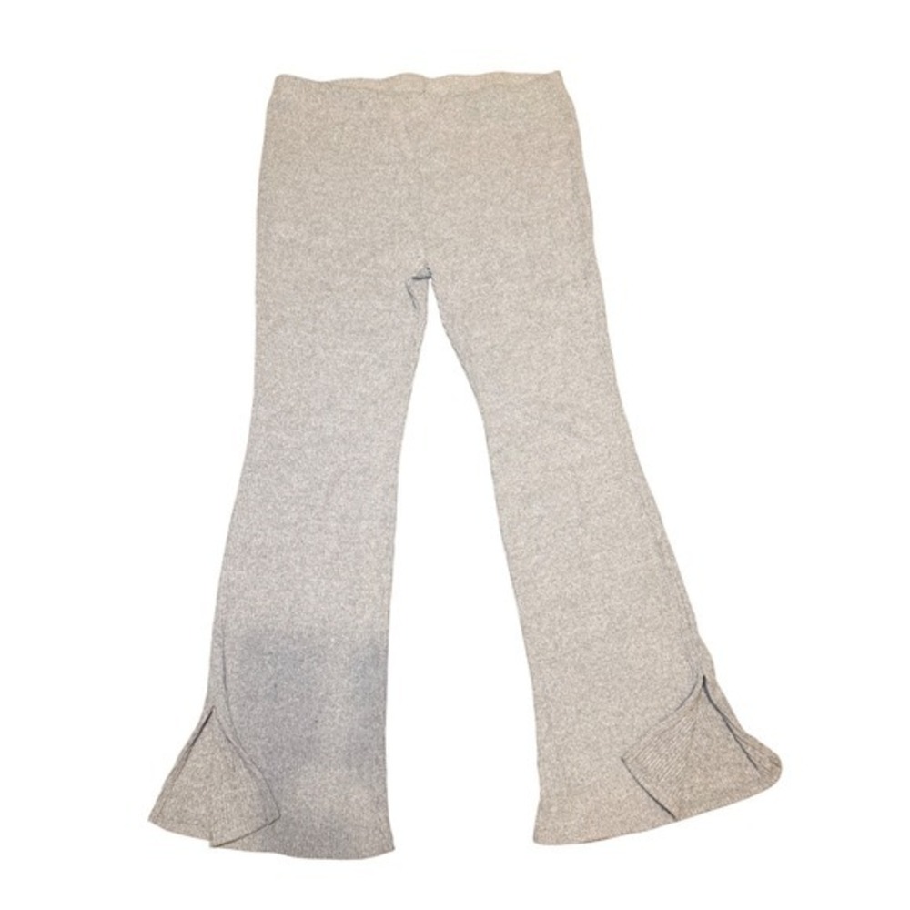 Lounge Pants Gray Ribbed Flare XL Soft Stretch Cozy Casual